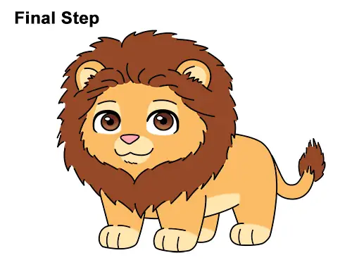 Draw Cute Cartoon Lion Chibi Little Mini