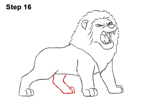 How to Draw Tough Cool Angry Cartoon Lion Roaring 16