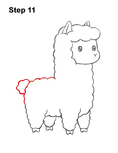 How to Draw Cute Cartoon White Llama 11