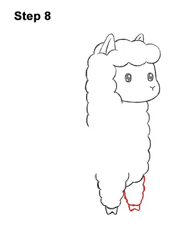 How to Draw Cute Cartoon White Llama 8