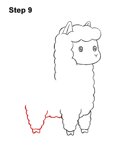 How to Draw Cute Cartoon White Llama 9