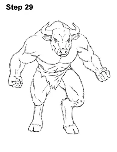 How to Draw Cool Angry Minotaur Bull Horns 29
