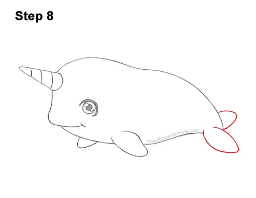 How to Draw a Cute Cartoon Narwhal Chibi Kawaii 8