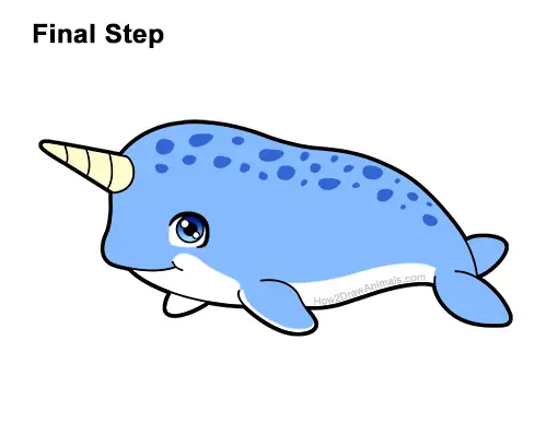 How to Draw a Cute Cartoon Narwhal Chibi Kawaii