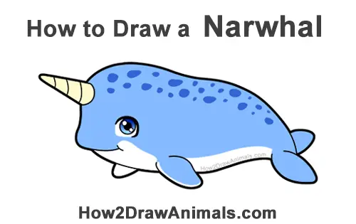 How to Draw a Cute Cartoon Narwhal Chibi Kawaii