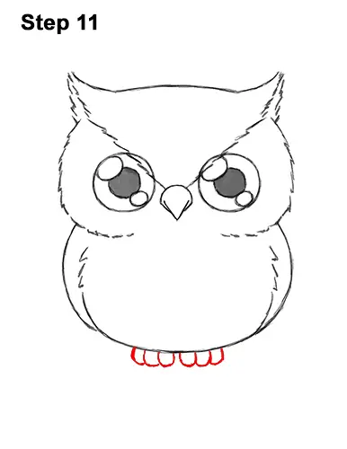 How to Draw Cute Cartoon Owl Chibi 11