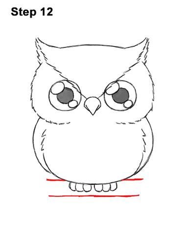 how to draw a cartoon owl face