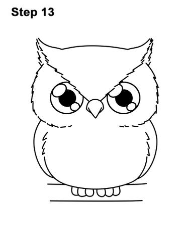 how to draw a cartoon owl face