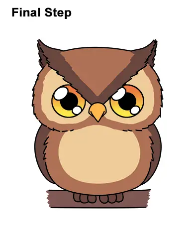 How to Draw Cute Cartoon Owl Chibi