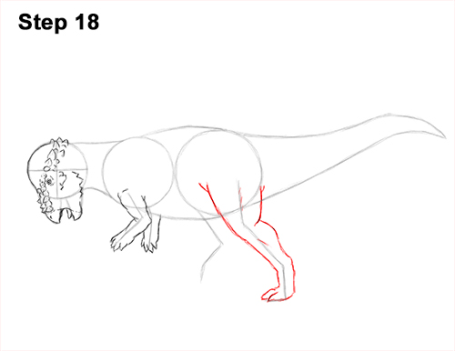 How to Draw Running Charging Pachycephalosaurus Dinosaur 18