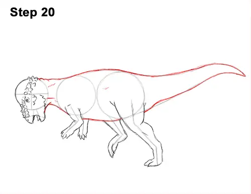 How to Draw Running Charging Pachycephalosaurus Dinosaur 20