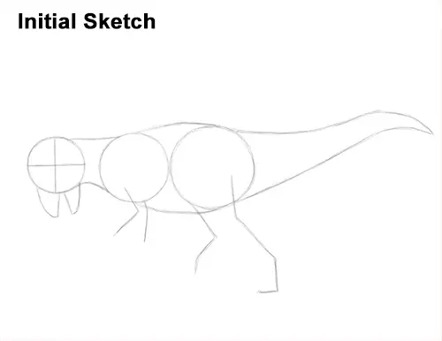 How to Draw Running Charging Pachycephalosaurus Dinosaur Initial Sketch
