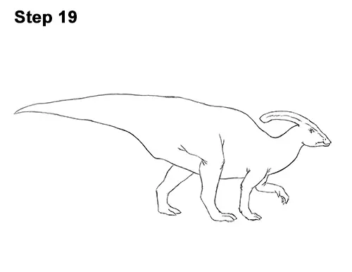 How to Draw a Parasaurolophus Dinosaur 19