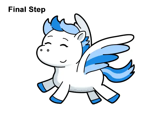 How to Draw a Pegasus (Cartoon) VIDEO & Step-by-Step Pictures