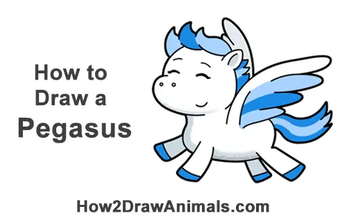 How to Draw Cute Cartoon Pegasus Wings Unicorn Chibi Kawaii