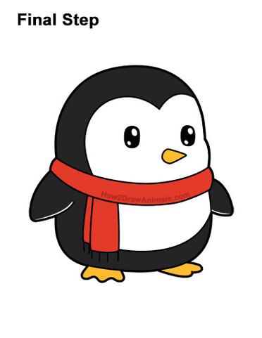 How to Draw a Penguin (Cartoon) VIDEO & Step-by-Step Pictures