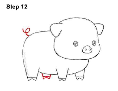 How to Draw Cute Cartoon Pig Chibi Kawaii 12
