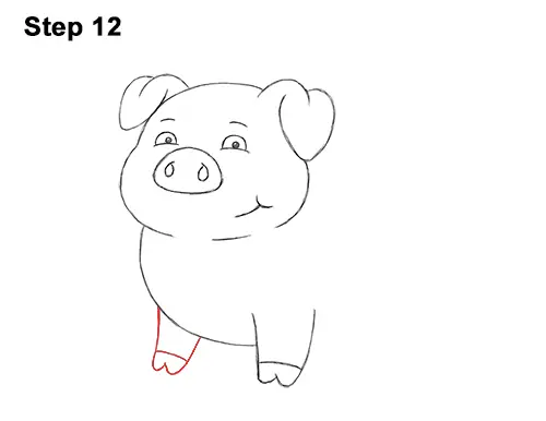How to Draw a Cute Little Mini Funny Cartoon Pig Piglet 12