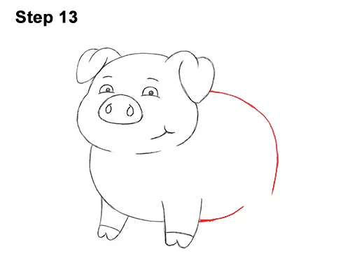 How to Draw a Cute Little Mini Funny Cartoon Pig Piglet 13