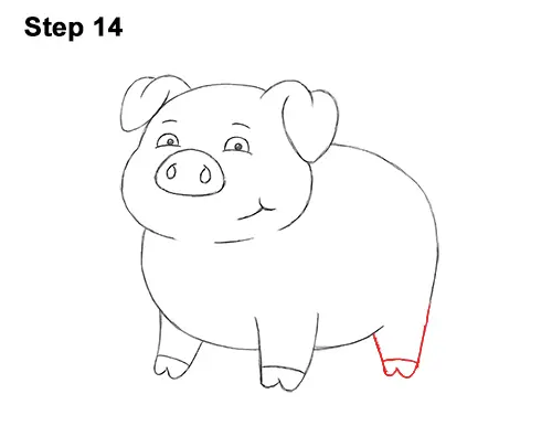 How to Draw a Cute Little Mini Funny Cartoon Pig Piglet 14