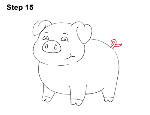 How to Draw a Cute Little Mini Funny Cartoon Pig Piglet 15