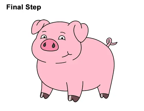 How to Draw a Cute Little Mini Funny Cartoon Pig Piglet