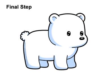 How to Draw a Polar Bear (Cartoon) VIDEO & Step-by-Step Pictures