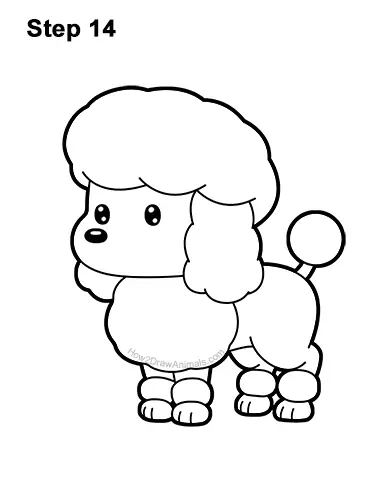 How to Draw a Cute Cartoon Poodle Puppy Dog Chibi Kawaii 14