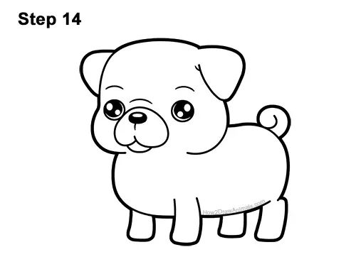 How to Draw Cute Cartoon Pug Puppy Dog Chibi Kawaii 14