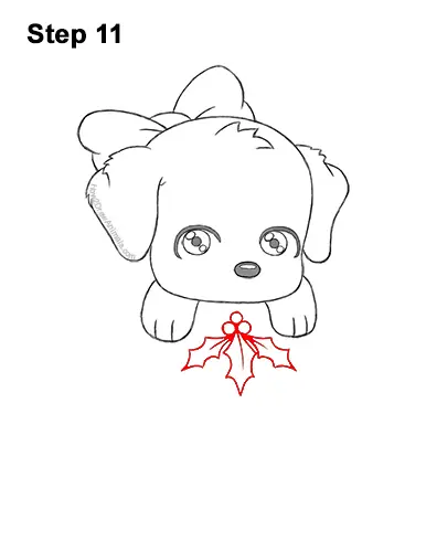 How to Draw a Cute Cartoon Puppy Dog Christmas Stocking Chibi Kawaii 11