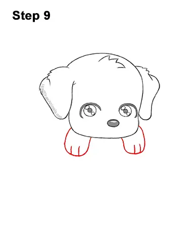 How to Draw a Cute Cartoon Puppy Dog Christmas Stocking Chibi Kawaii 9