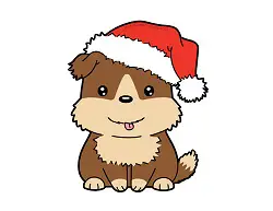 How to Draw a Puppy Dog Cartoon Santa Claus Hat Chibi Kawaii