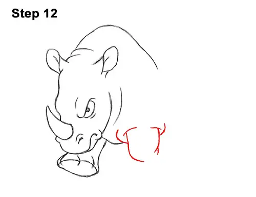 How to Draw Angry Charging Cartoon Rhino Rhinoceros 12