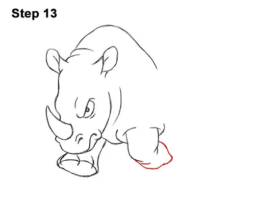 How to Draw Angry Charging Cartoon Rhino Rhinoceros 13