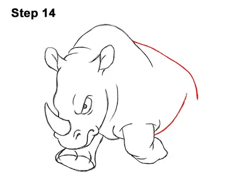 How to Draw Angry Charging Cartoon Rhino Rhinoceros 14