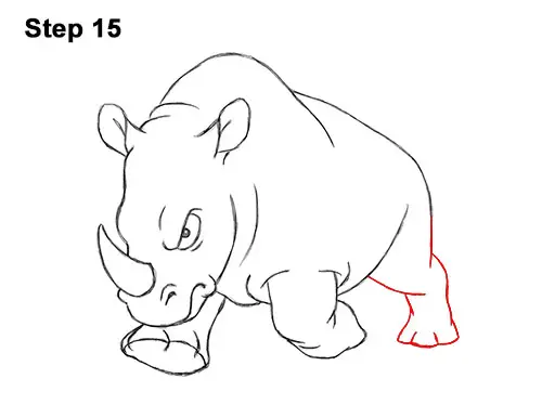 How to Draw Angry Charging Cartoon Rhino Rhinoceros 15