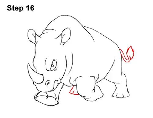 How to Draw Angry Charging Cartoon Rhino Rhinoceros 16