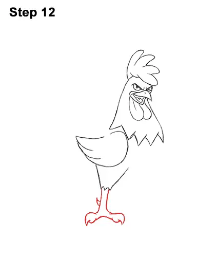 How to Draw Tough Cool Angry Brown Cartoon Rooster 12