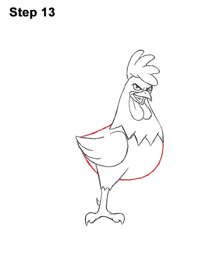 How to Draw Tough Cool Angry Brown Cartoon Rooster 13