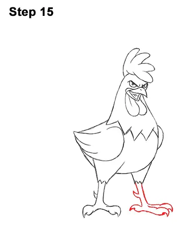 How to Draw Tough Cool Angry Brown Cartoon Rooster 15