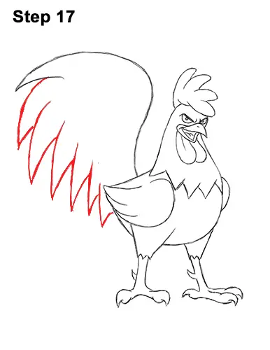 How to Draw Tough Cool Angry Brown Cartoon Rooster 17