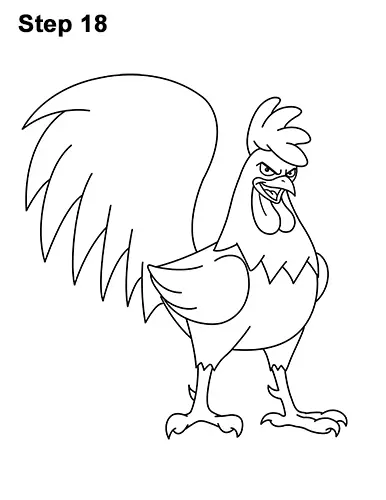 How to Draw Tough Cool Angry Brown Cartoon Rooster 18