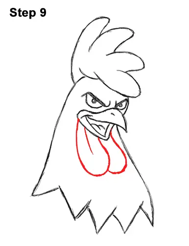 How to Draw Tough Cool Angry Brown Cartoon Rooster 9