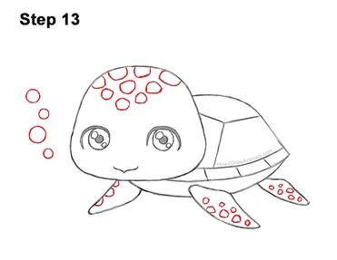 How to Draw a Sea Turtle (Cartoon) VIDEO & Step-by-Step Pictures