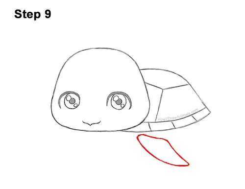 How to Draw a Cute Cartoon Sea Turtle Chibi Kawaii 9