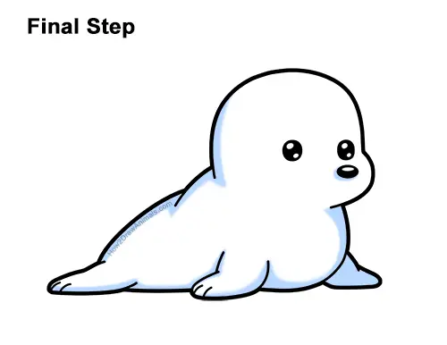 How to Draw a Cute Cartoon Harp Seal Pup Chibi Kawaii