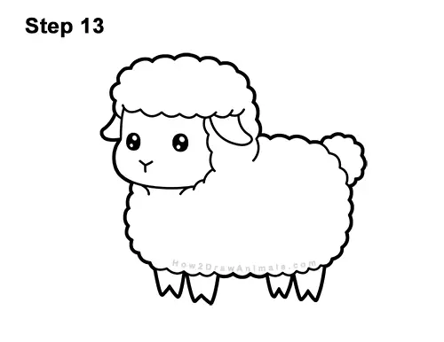 How to Draw Cute Cartoon Sheep Chibi Kawaii 13