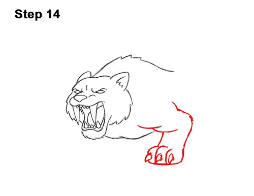 How to Draw a Cartoon Saber-toothed Tiger Cat 14