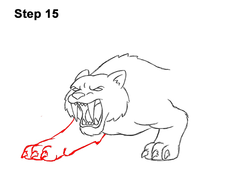 How to Draw a Cartoon Saber-toothed Tiger Cat 15