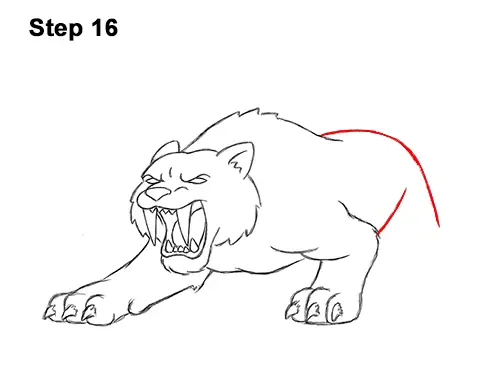 How to Draw a Cartoon Saber-toothed Tiger Cat 16